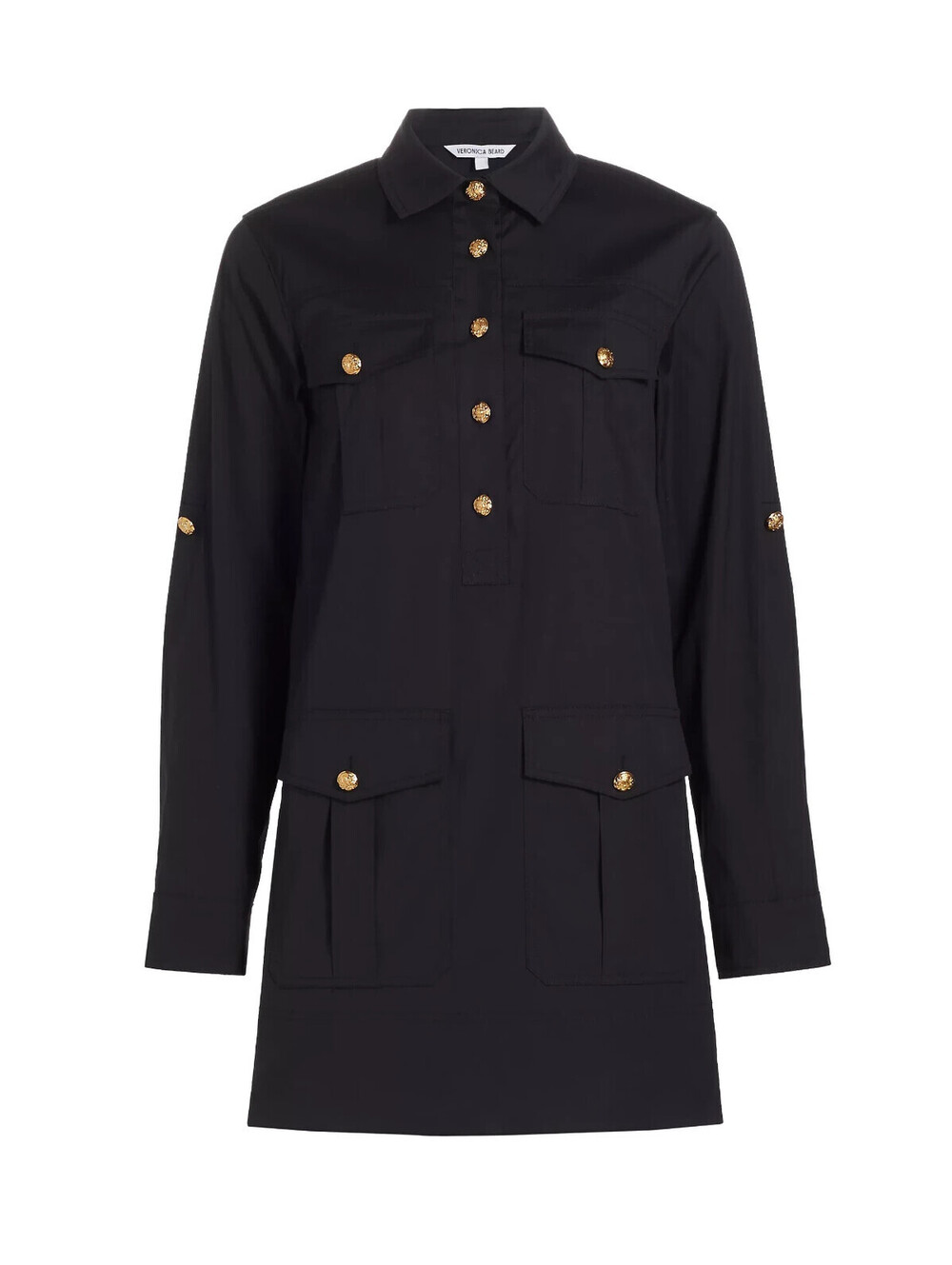 NEW, Veronica Beard Saude Long Sleeve Cargo Shirtdress in Black Sz 4 #MD2630
